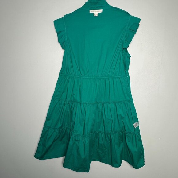 Monteau Los Angeles Kelly Emerald Green Pleated Cap Sleeve Tiered Dress Sz M - Picture 6 of 9